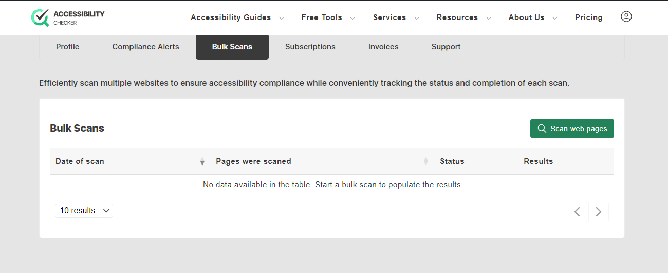 Bulk scan feature accessibility checker step 2